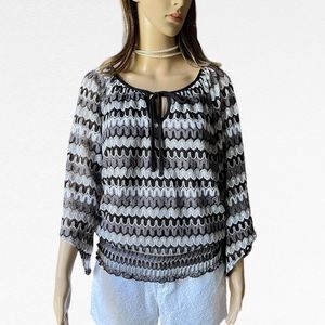 Beverly Drive Plus 3/4 Bell Sleeve Top with Tie Front|Sz 1X